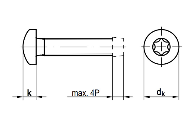 Винт DIN 7500 С TORX резьбовыдавливающий