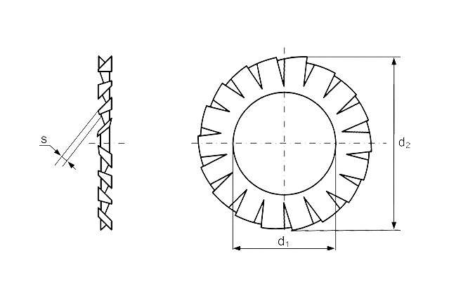 Шайба стопорная с упругими зубцами DIN 6798 А