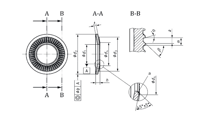 Шайба NF E 25-511 коническая рифленая с насечками