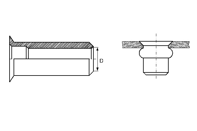 Заклёпка-гайка с плоским уменьшенным бортиком