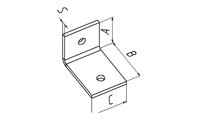 Пластина угловая утолщенная с одинаковыми отверстиями