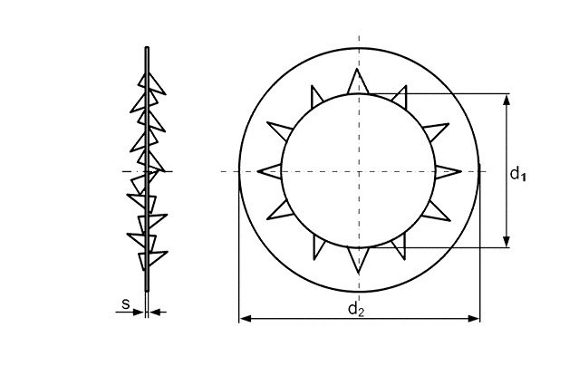 Шайба стопорная с упругими зубцами DIN 6798 J