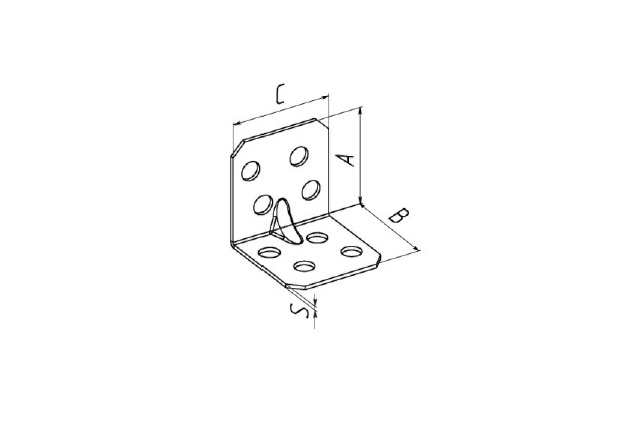 Пластина угловая усиленная с одинаковыми отверстиями