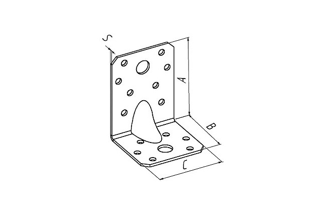 Пластина угловая усиленная с отверстиями разного диаметра