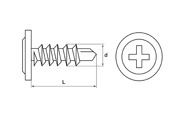 Саморез по металлу с прессшайбой сверлоконечный Li