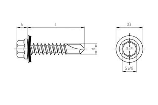 Саморез с шестигранной головкой art.9604