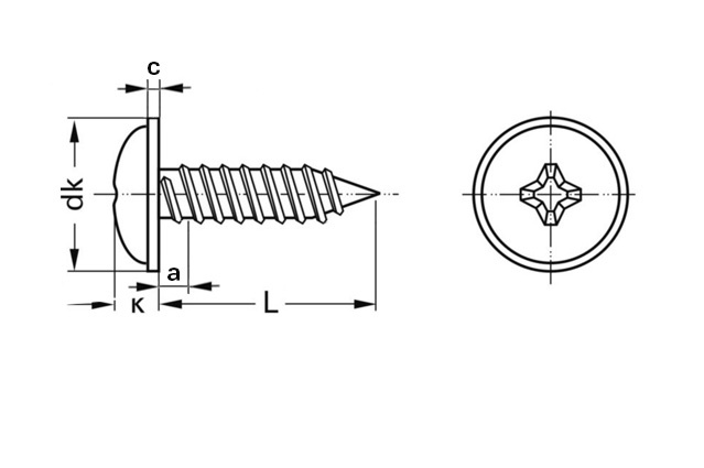 Саморез по металлу DIN 968 C остроконечный