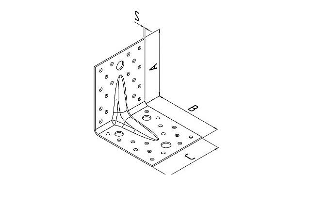 Пластина угловая усиленная с отверстиями разного диаметра